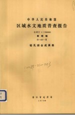 中华人民共和国区域水文地质普查报告  比例尺1：200000  泰顺幅  钻孔综合成果表